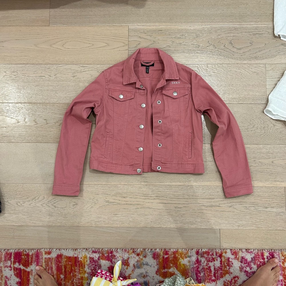 DKNY Pink Jean Jacket Cropped Denim Style